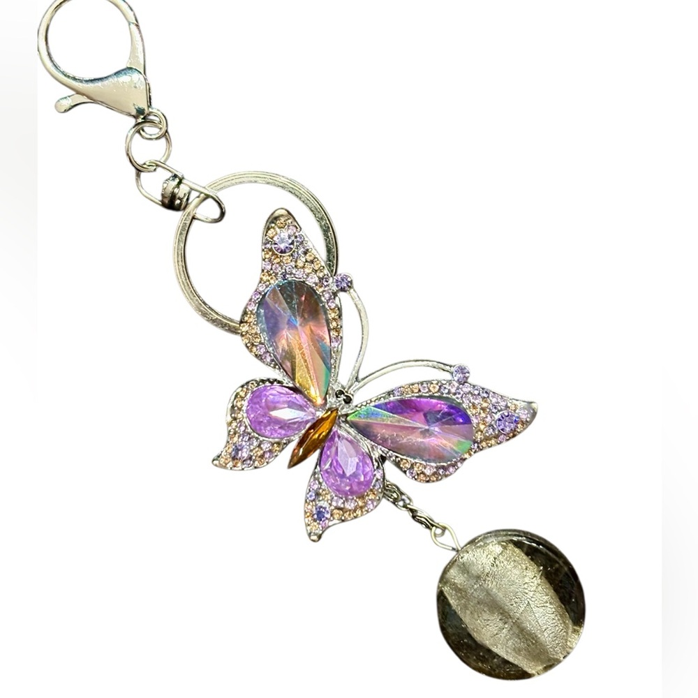 Colorful Super Sparkling Butterfly Keychain / Bag Charm. NWT